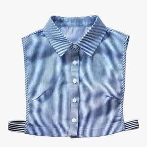 OOCC Stylish Detachable Half Shirt Blouse False Collar Blue Stripes Cotton Fake